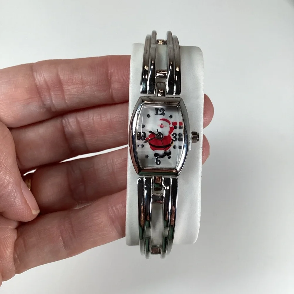 New Santa Watch Silver Adjustable Band, Christmas Red Presentation Box